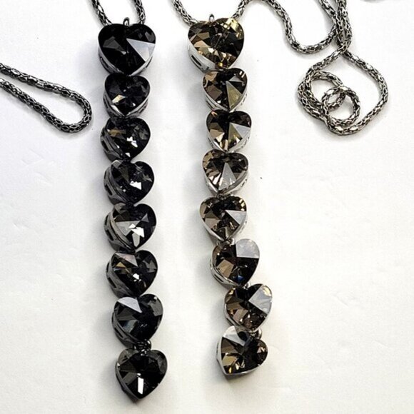Crystal Heart Shape Pendants Necklace Long Statement Heart shape Necklace - Picture 10 of 14